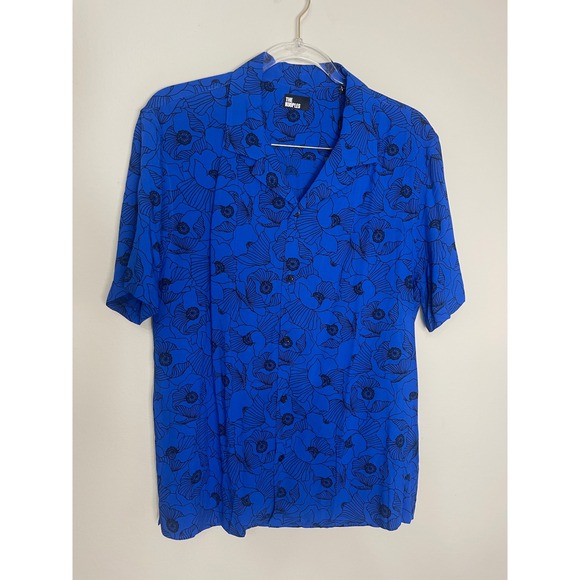 The Kooples Other - The Kooples Graphic Poppies Camp Shirt Blue Floral 100%‎ Viscose Men's S NWT